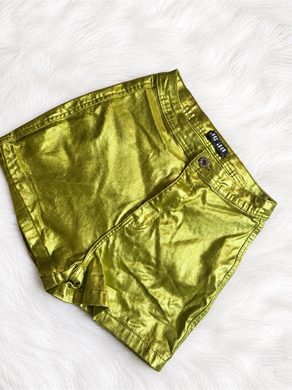 High-Waist Metallic Lime Green Women’s Shorts